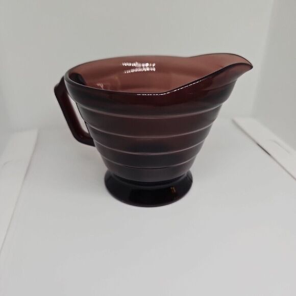 Hazel Atlas MODERNTONE AMETHYST *3" CREAMER & SUGAR* set no flaws,gorgeous color - Picture 8 of 10